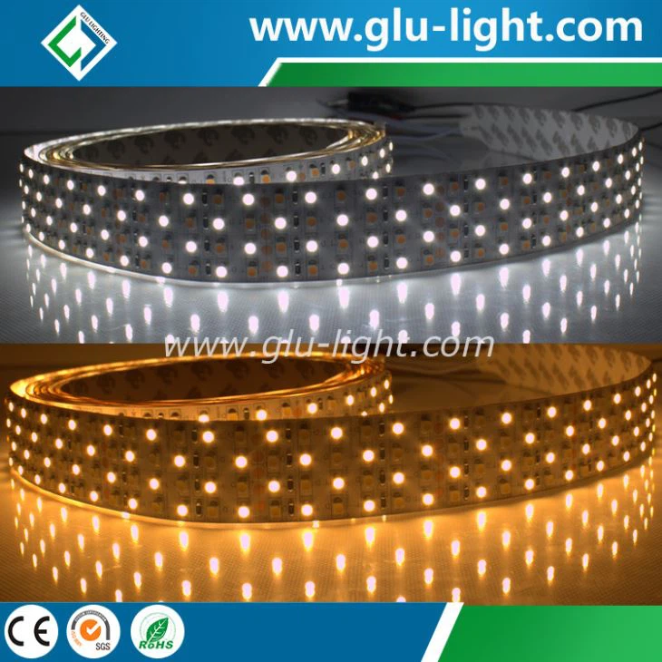 High quality 4OZ 24VDC 6000K 480leds/m 3528 bi color CCT led flex strip 3 year warranty